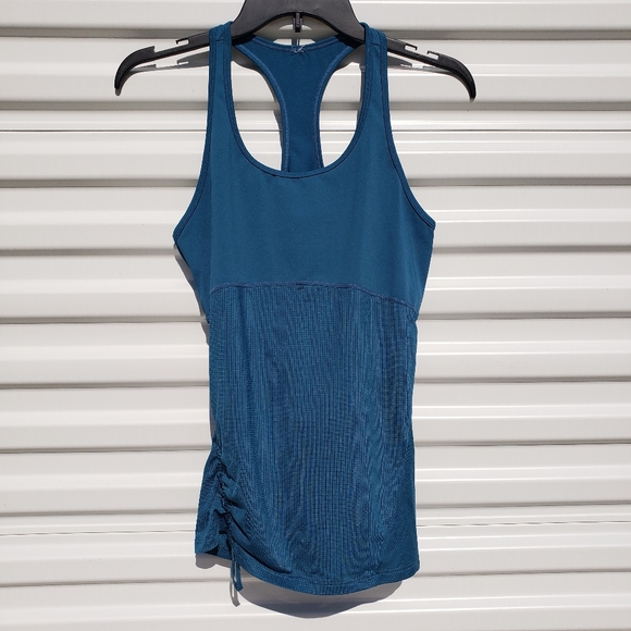Fabletics teal racerback tank top with drawstring - Picture 1 of 6